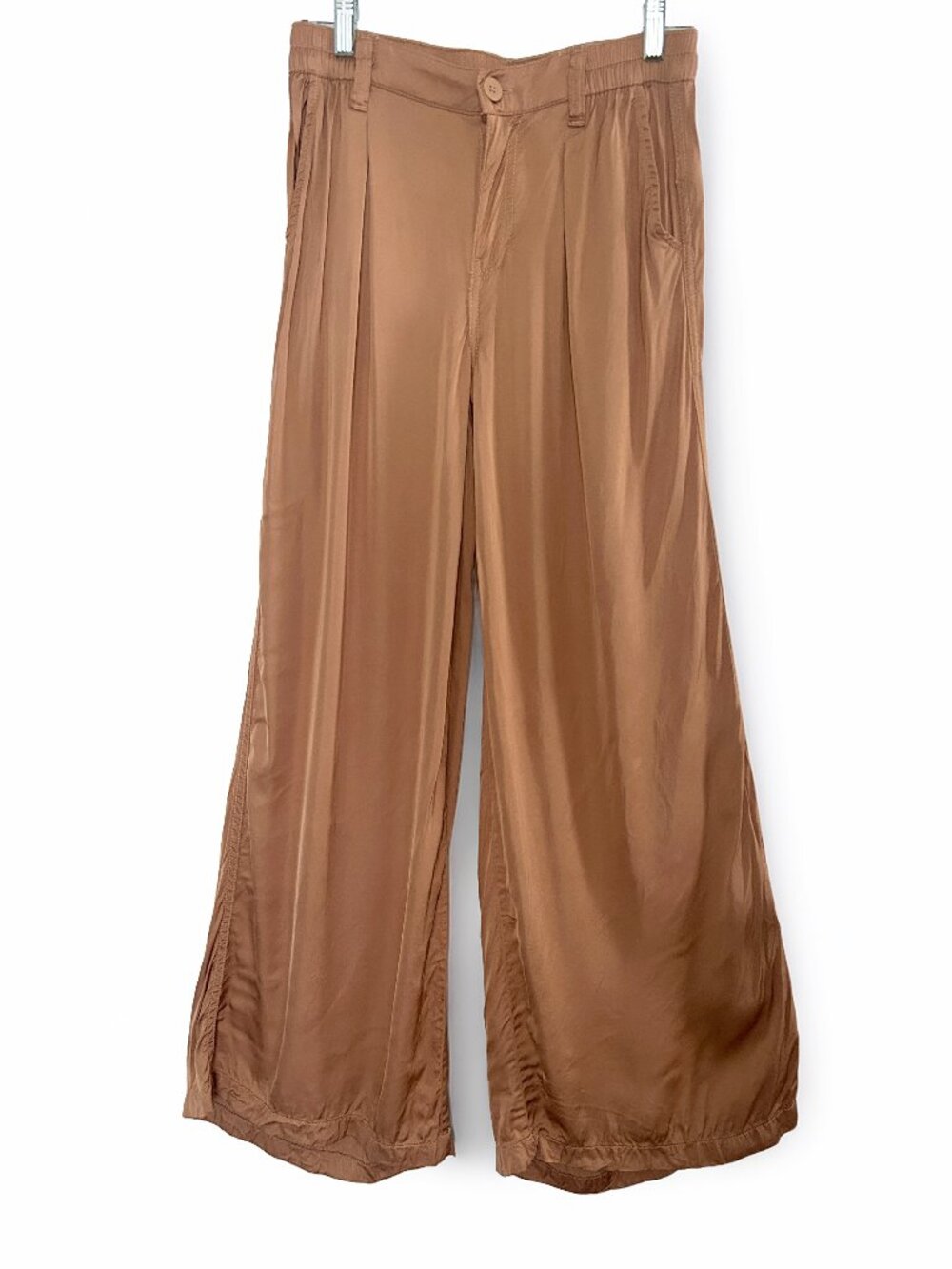 Aerie Copper Satin Lounge Pants Silky Wide Leg Casual Elastic Waist XS